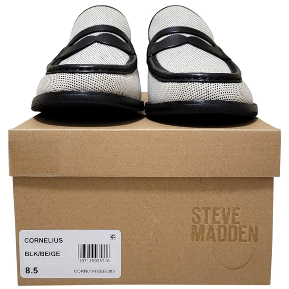 Steve Madden Men Slip On Penny Loafers Cornelius Size US 8.5M Black Beige main image 5